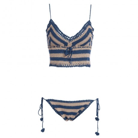 SEXY SOLID COLOR KNITED VEST TYPE WOMEN BIKINI SET