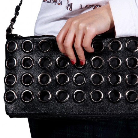 HOLLOW OUT CIRCLE ZIPPER DESIGN SHOULDER BAGS FOR  LADIES