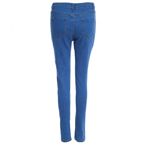 COTTON MATERIAL SKINNY HOLE WOMEN JEANS