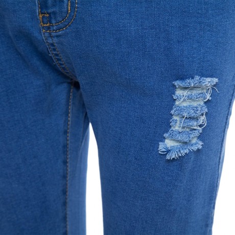 COTTON MATERIAL SKINNY HOLE WOMEN JEANS