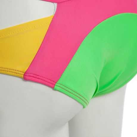 SEXY SPAGHETTI PUSH UP COLOR BLOCK LOW WAIST TWO PIECE SWIMWEAR FOR WOMEN