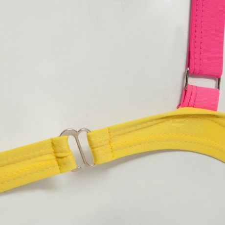 SEXY SPAGHETTI PUSH UP COLOR BLOCK LOW WAIST TWO PIECE SWIMWEAR FOR WOMEN