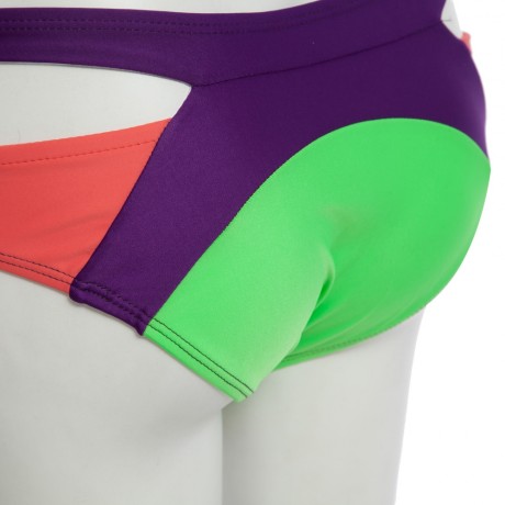 SEXY SPAGHETTI PUSH UP COLOR BLOCK LOW WAIST TWO PIECE SWIMWEAR FOR WOMEN