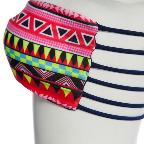 SEXY PRINTED TUBE TOP   LOW WAIST COTTON BLEND BRIEFS TWO PIECE BIKINI SET FOR WOMEN