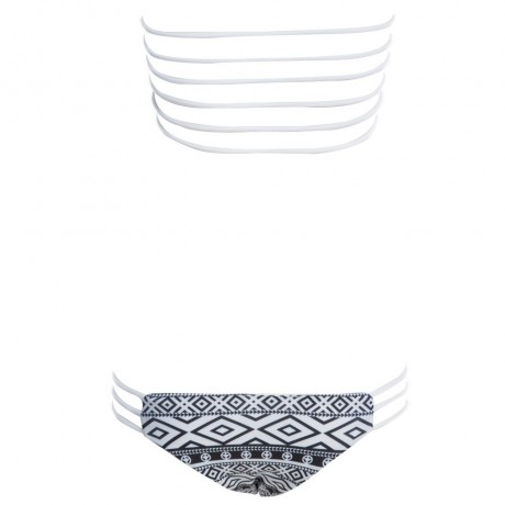 SEXY PRINTED TUBE TOP   LOW WAIST COTTON BLEND BRIEFS TWO PIECE BIKINI SET FOR WOMEN