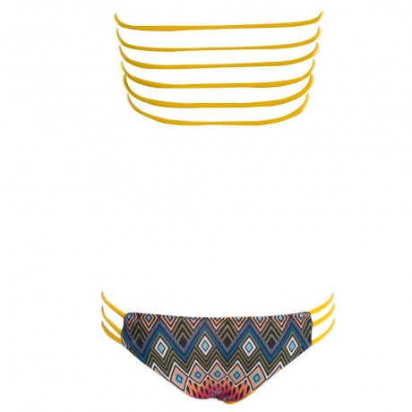 SEXY PRINTED TUBE TOP   LOW WAIST COTTON BLEND BRIEFS TWO PIECE BIKINI SET FOR WOMEN