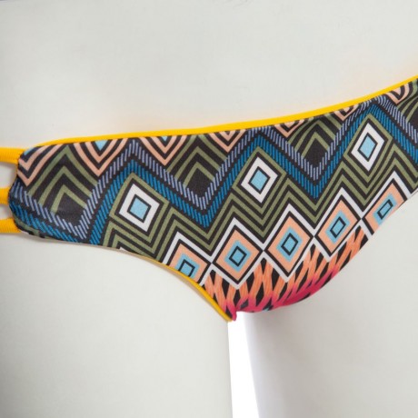 SEXY PRINTED TUBE TOP   LOW WAIST COTTON BLEND BRIEFS TWO PIECE BIKINI SET FOR WOMEN