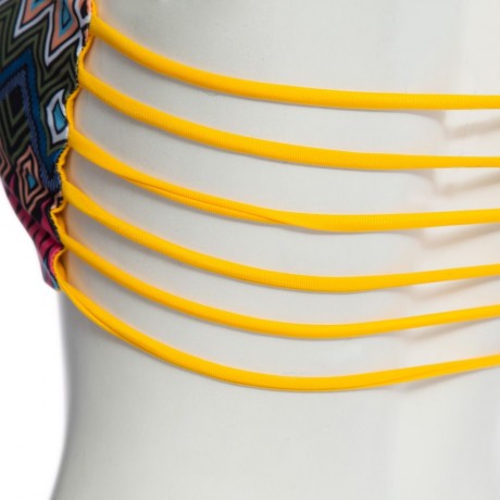 SEXY PRINTED TUBE TOP   LOW WAIST COTTON BLEND BRIEFS TWO PIECE BIKINI SET FOR WOMEN