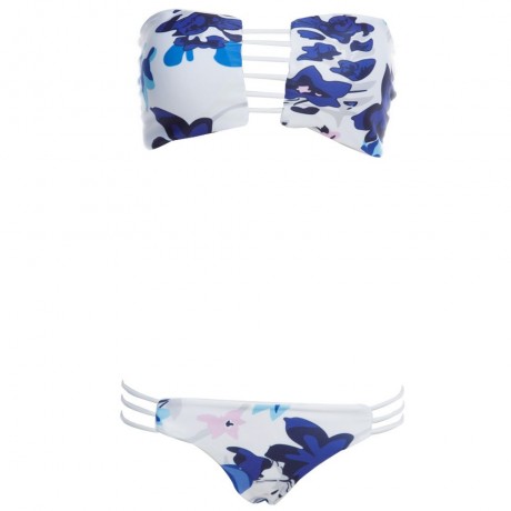 SEXY PRINTED TUBE TOP   LOW WAIST COTTON BLEND BRIEFS TWO PIECE BIKINI SET FOR WOMEN