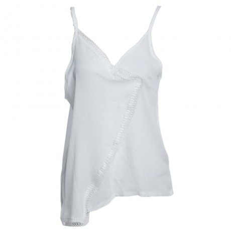 SEXY SPAGHETTI STRAP PURE COLOR CHIFFON ASYMMETRICAL WRAP TOP
