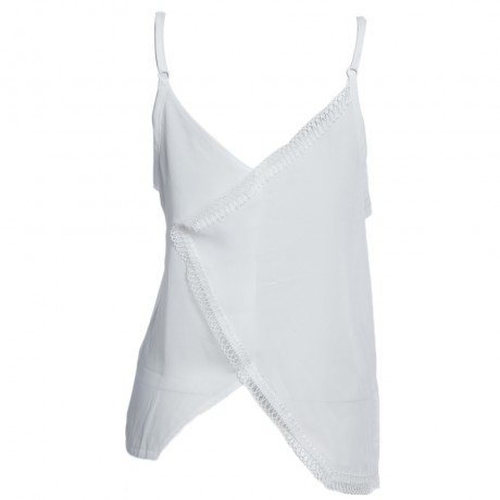 SEXY SPAGHETTI STRAP PURE COLOR CHIFFON ASYMMETRICAL WRAP TOP