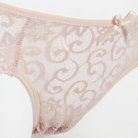 SEXY MIDDLE WAIST HOLLOW OUT LACE PATCHWORK DESIGN SOLID COLOR PANTIES FOR WOMEN