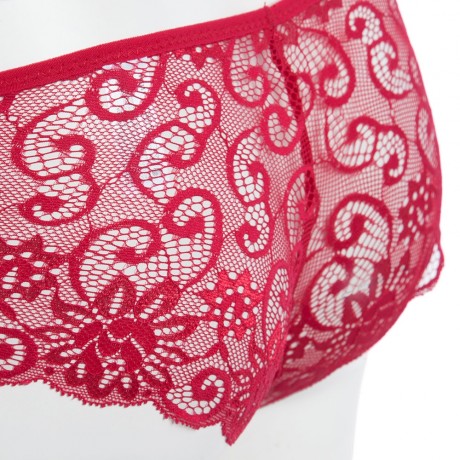 SEXY MIDDLE WAIST HOLLOW OUT LACE PATCHWORK DESIGN SOLID COLOR PANTIES FOR WOMEN