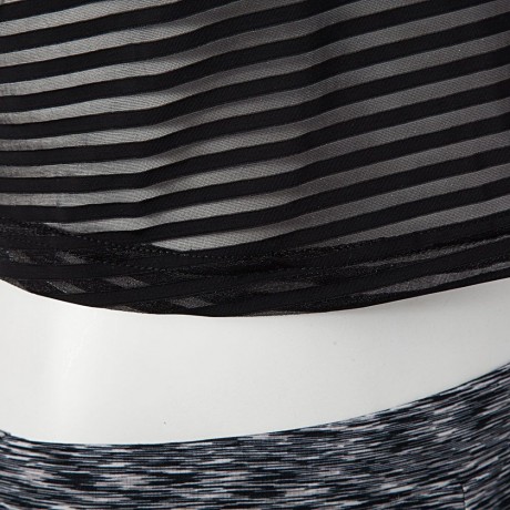 ACTIVE U-NECK STRIPES SEE-THROUGH TANK TOP   ELASTIC WAIST CAPRI LEGGINGS TWINSET FOR WOME