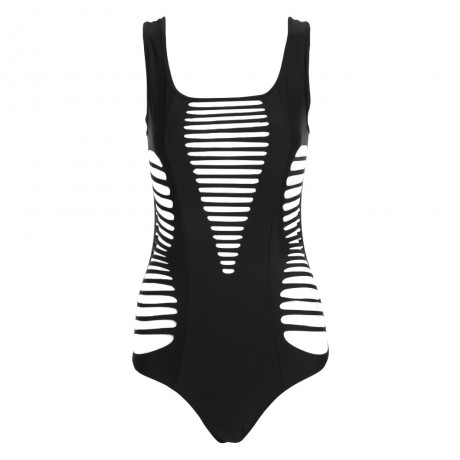 SEXY U-NECK CUT OUT PURE COLOR BANDAGE MONOKINI FOR WOMEN