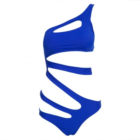 SEXY ONE SHOULDER PURE COLOR CUT OUT BANDAGE MONOKINI FOR WOMEN