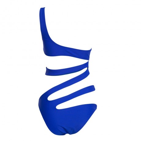 SEXY ONE SHOULDER PURE COLOR CUT OUT BANDAGE MONOKINI FOR WOMEN