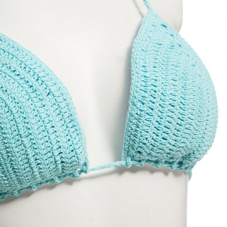 CHIC SPAGHETTI STRAP KNITTED LOW WAIST TRIBAL PRINT TWO PIECE SWIMWEAR FOR WOMEN