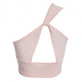 SEXY ONE SHOULDER PURE COLOR BRIEF CRISS CROSS CROP TOP FOR WOMEN