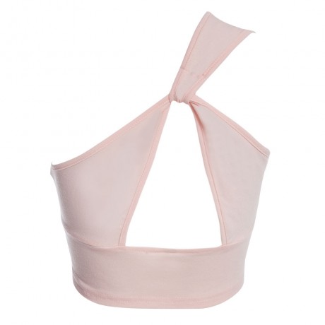 SEXY ONE SHOULDER PURE COLOR BRIEF CRISS CROSS CROP TOP FOR WOMEN