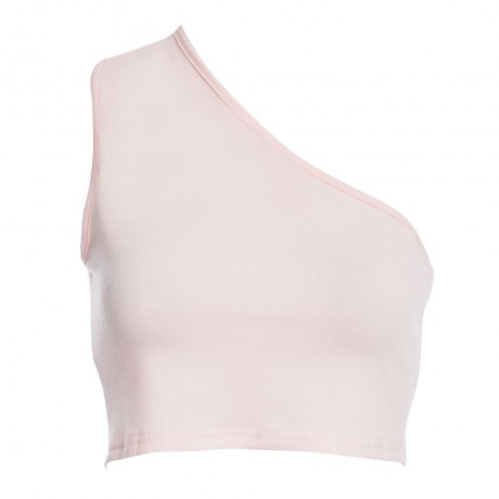 SEXY ONE SHOULDER PURE COLOR BRIEF CRISS CROSS CROP TOP FOR WOMEN