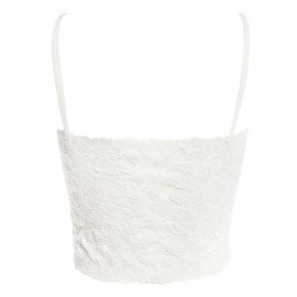 SWEET V-NECK SPAGHETTI STRAP PERSPECTIVE HOLLOW OUT LACE DESIGN SHORT VEST FOR WOMEN