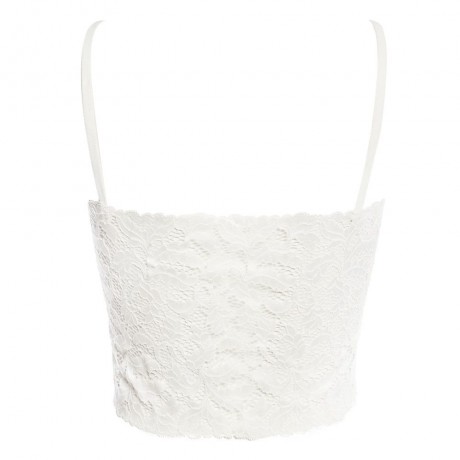 SWEET V-NECK SPAGHETTI STRAP PERSPECTIVE HOLLOW OUT LACE DESIGN SHORT VEST FOR WOMEN