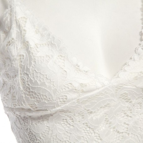 SWEET V-NECK SPAGHETTI STRAP PERSPECTIVE HOLLOW OUT LACE DESIGN SHORT VEST FOR WOMEN