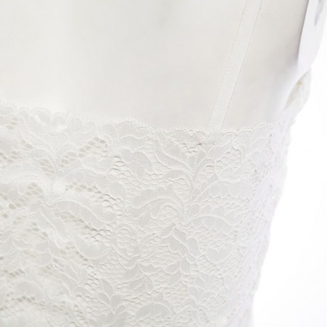 SWEET V-NECK SPAGHETTI STRAP PERSPECTIVE HOLLOW OUT LACE DESIGN SHORT VEST FOR WOMEN