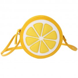 GUAPABIEN ROUND LEMON PATTERN ZIPPER CROSSBODY SHOULDER DUAL PURPOSE MINI BAGS FOR LADIES
