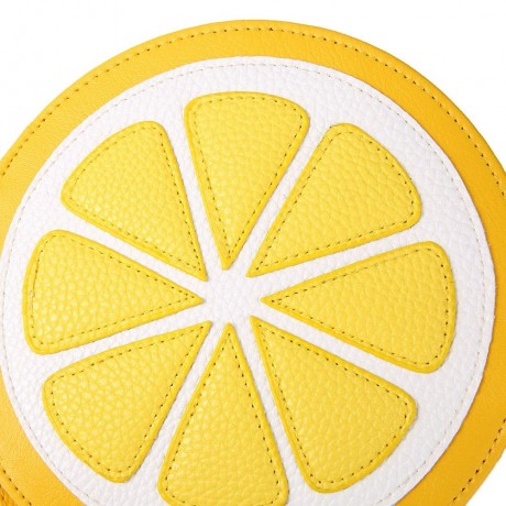 GUAPABIEN ROUND LEMON PATTERN ZIPPER CROSSBODY SHOULDER DUAL PURPOSE MINI BAGS FOR LADIES