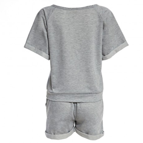 ACTIVE ROUND COLLAR SHORT SLEEVE PATCHWORK TOP   ELASTIC WAIST DRAWSTRING WITN POCKET SHOR