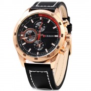 CURREN 8216 DECORATION SUB-DIAL QUARTZ WATCH GENUINE LEATHER BAND FOR MEN