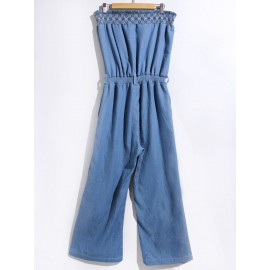WOMEN'S STYLISH STRAPLESS DENIM JUMPSUIT