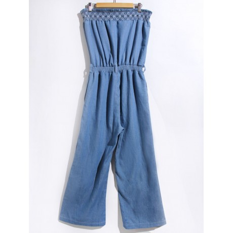 WOMEN'S STYLISH STRAPLESS DENIM JUMPSUIT