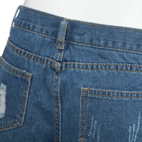 TRENDY HIGH WAIST HOLE TASSEL FRONT SINGLE-BREASTED WITH POCKET DENIM HOT PANTS FOR WOMEN