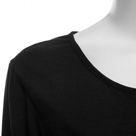 BRIEF PLUNGING NECK THREE QUARTER SLEEVE ZIPPER SOLID COLOR T-SHIRT FOR WOMEN