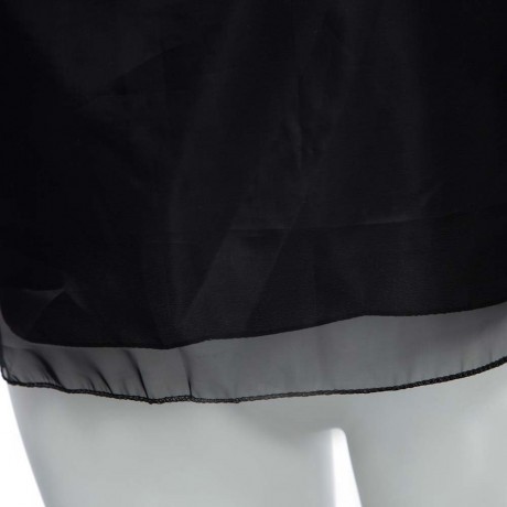 SWEET FOLD MANDARIN COLLAR SLEEVELESS BOWTIE BACK BUTTON SOLID COLOR ORGANZA T-SHIRT FOR W