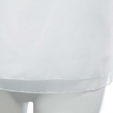 SWEET FOLD MANDARIN COLLAR SLEEVELESS BOWTIE BACK BUTTON SOLID COLOR ORGANZA T-SHIRT FOR W