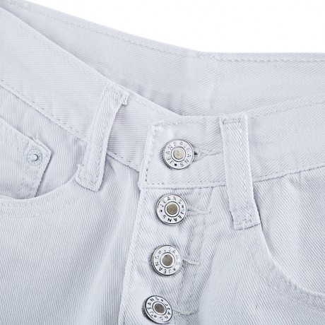 TRENDY HIGH WAIST HOLE TASSEL FRONT SINGLE-BREASTED WITH POCKET DENIM HOT PANTS FOR WOMEN