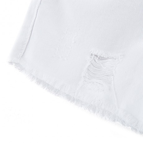 TRENDY HIGH WAIST HOLE TASSEL FRONT SINGLE-BREASTED WITH POCKET DENIM HOT PANTS FOR WOMEN