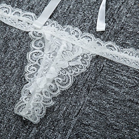 SEXY LACEWORK BOWTIE PUSH UP STRAPLESS BACK BANDAGE BRA   LOW ELASTIC WAIST T-BACK HOLLOW 