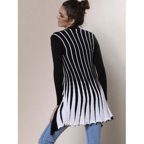 STYLISH LONG SLEEVE COLOR BLOCK CARDIGAN FOR WOMEN
