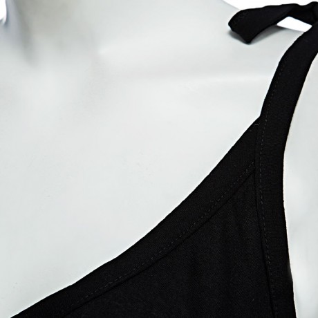 PREPPY STYLE LACE-UP BOWTIE LOOSE-FITTING SOLID COLOR TANK TOP FOR WOMEN