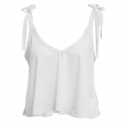 PREPPY STYLE LACE-UP BOWTIE LOOSE-FITTING SOLID COLOR TANK TOP FOR WOMEN