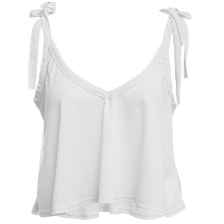 PREPPY STYLE LACE-UP BOWTIE LOOSE-FITTING SOLID COLOR TANK TOP FOR WOMEN
