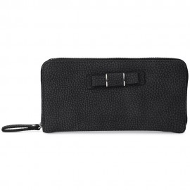 GUAPABIEN BOWKNOT EMBELLISHMENT LICHEE PATTERN HORIZONTAL ZIPPER WALLET FOR LADY