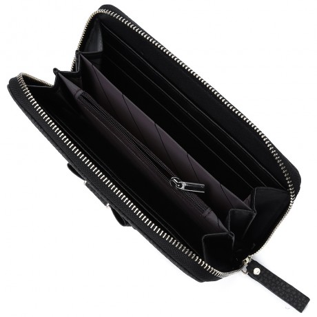 GUAPABIEN BOWKNOT EMBELLISHMENT LICHEE PATTERN HORIZONTAL ZIPPER WALLET FOR LADY