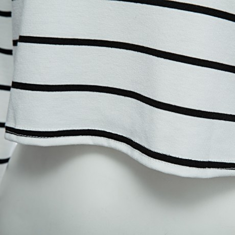 SEXY HALTER BOAT NECK OFF-THE-SHOULDER LONG SLEEVE BACK ZIPPER STRIPE PRINT CROP TOP FOR W