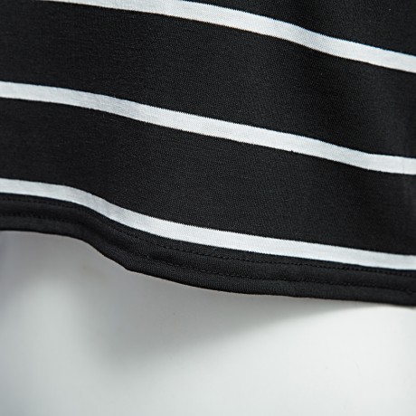 SEXY HALTER BOAT NECK OFF-THE-SHOULDER LONG SLEEVE BACK ZIPPER STRIPE PRINT CROP TOP FOR W